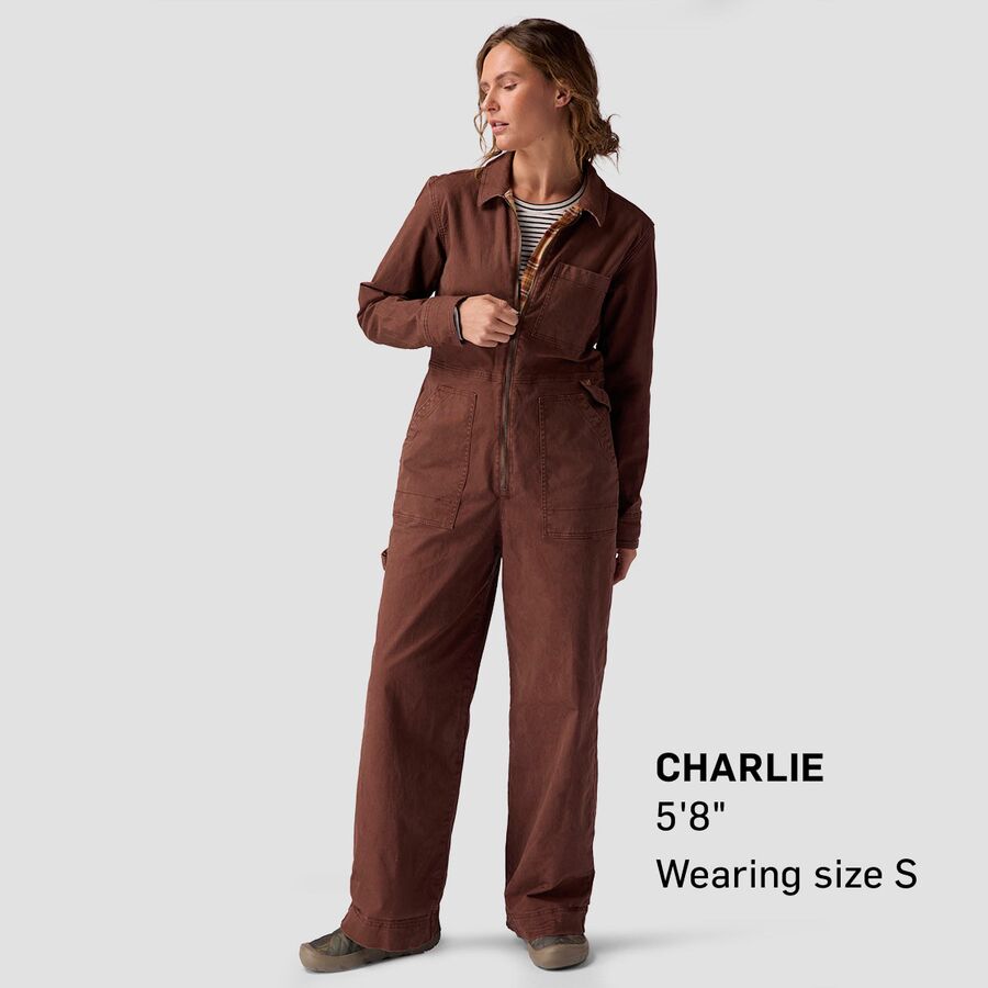 Stoic Flannel Lined Venture Long-Sleeve Jumpsuit - Women's Potting Soil