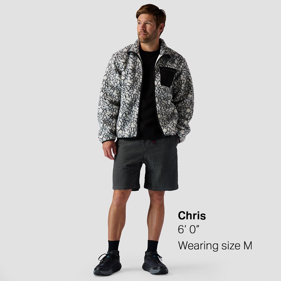 Stoic High Pile Printed Fleece Jacket - Men's Black/White Abstract Print