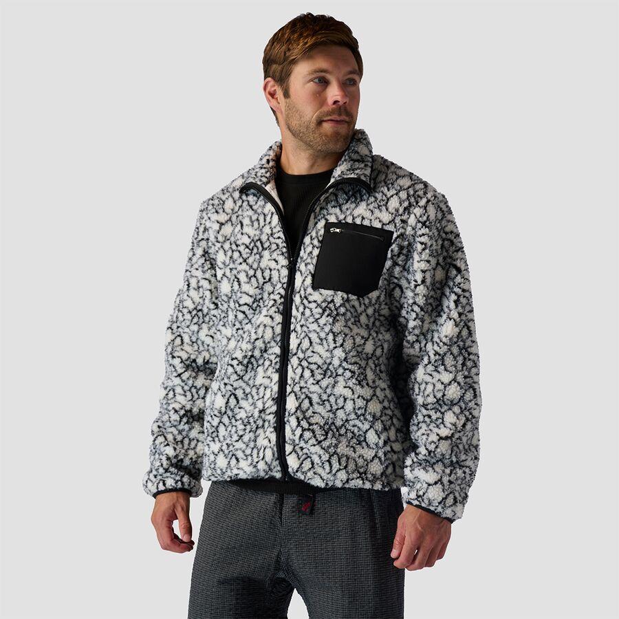 Stoic High Pile Printed Fleece Jacket - Men's Black/White Abstract Print