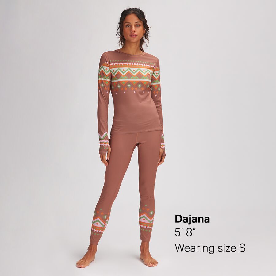 Stoic Lightweight Poly Crew Baselayer - Women's Rust Fair Isle