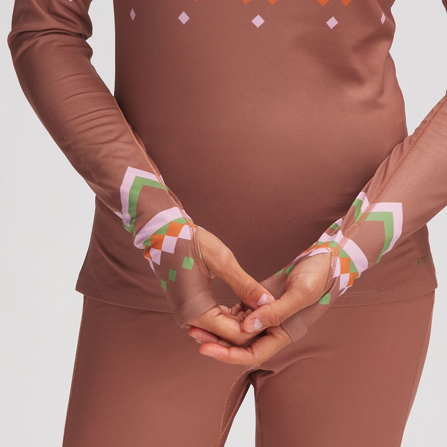 Stoic Lightweight Poly Crew Baselayer - Women's Rust Fair Isle