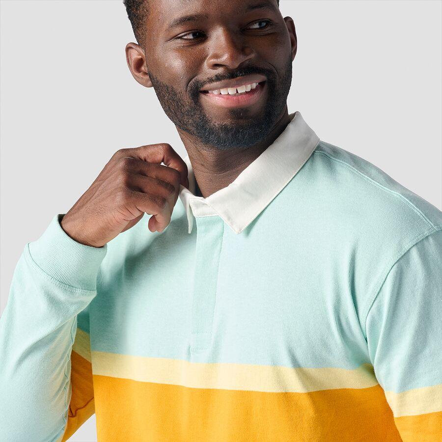 Stoic Long-Sleeve Rugby T-Shirt - Men's Eggshell Blue Stripe