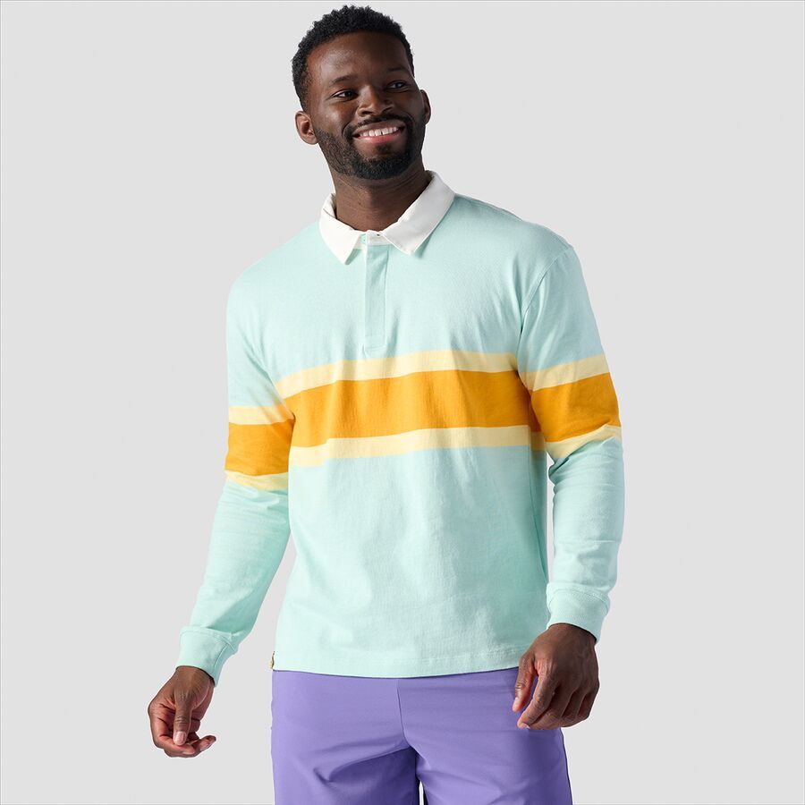 Stoic Long-Sleeve Rugby T-Shirt - Men's Eggshell Blue Stripe