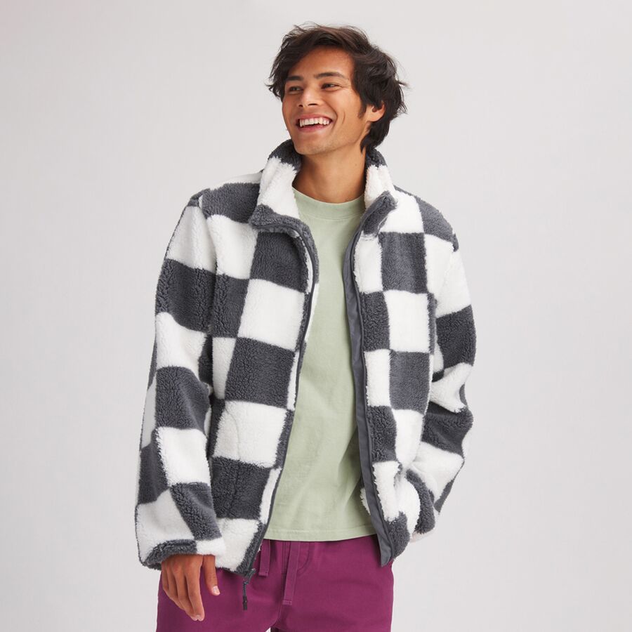 Stoic MTN Checker Sherpa Full-Zip Jacket - Men's Grey Checker