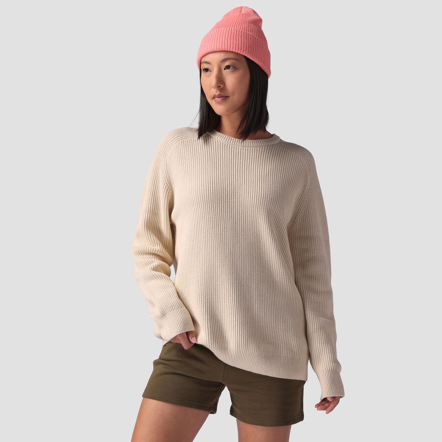 Stoic Oversized Cotton Fisherman's Sweater - Women's Angora