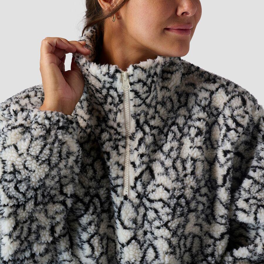 Stoic Printed Mid Pile Fleece 1/4 Zip Pullover - Women's Black/White Abstract Print