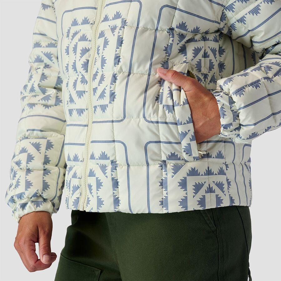 Stoic Printed Quilted Puffer - Women's Ivory/Navy Snowflake Print