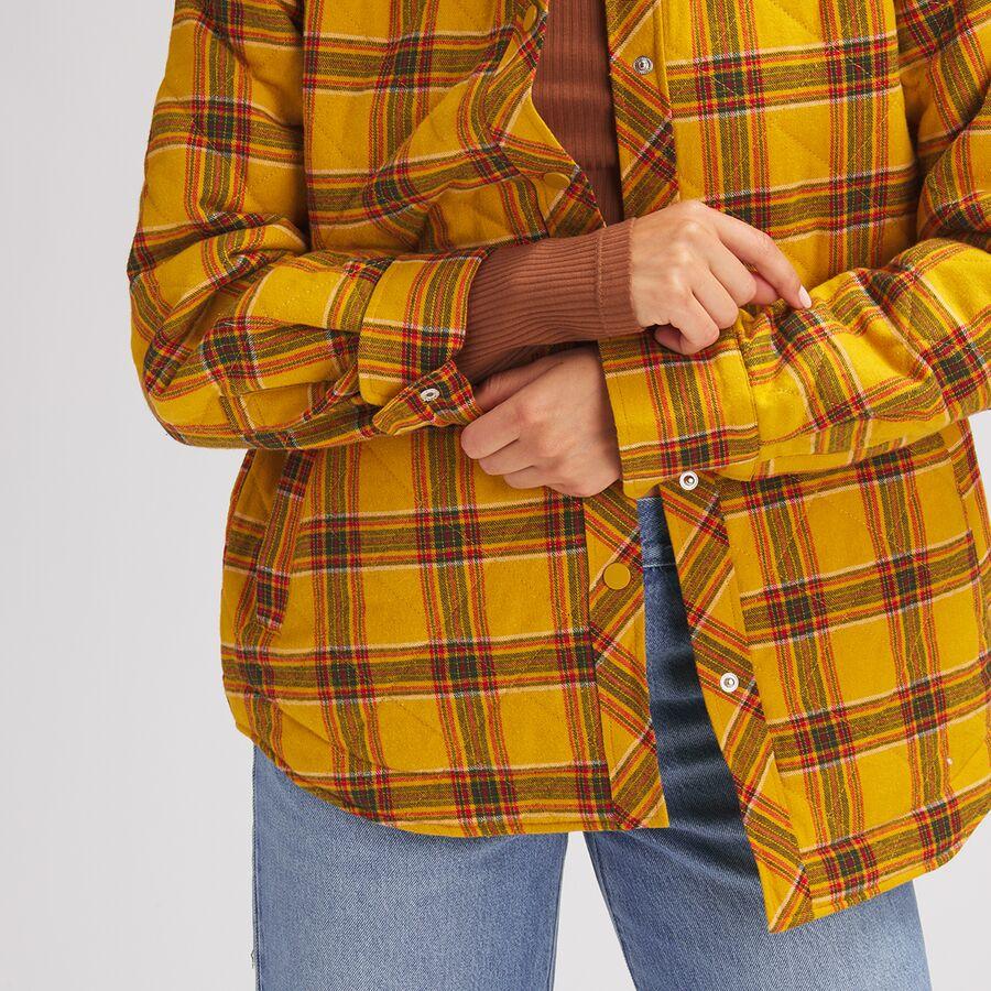 Stoic Quilted Boyfriend Plaid Shirt Jacket - Women's Mineral Yellow Plaid