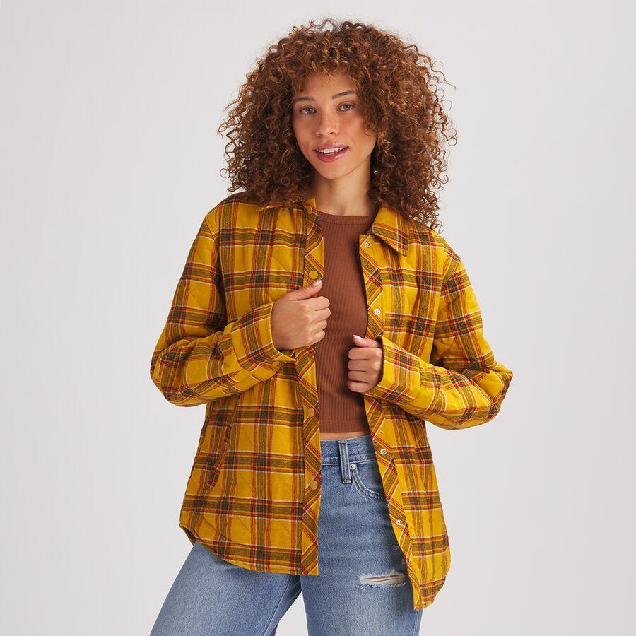 Stoic Quilted Boyfriend Plaid Shirt Jacket - Women's Mineral Yellow Plaid