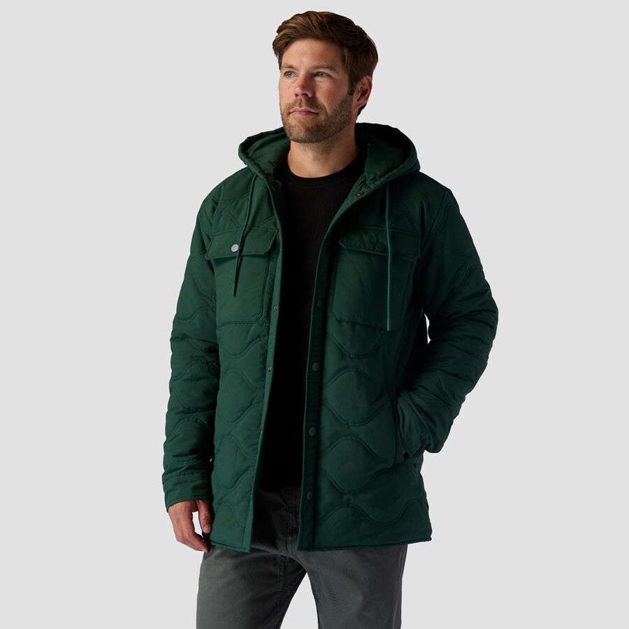 Stoic Quilted Hooded Snap Jacket - Men's Evergreen