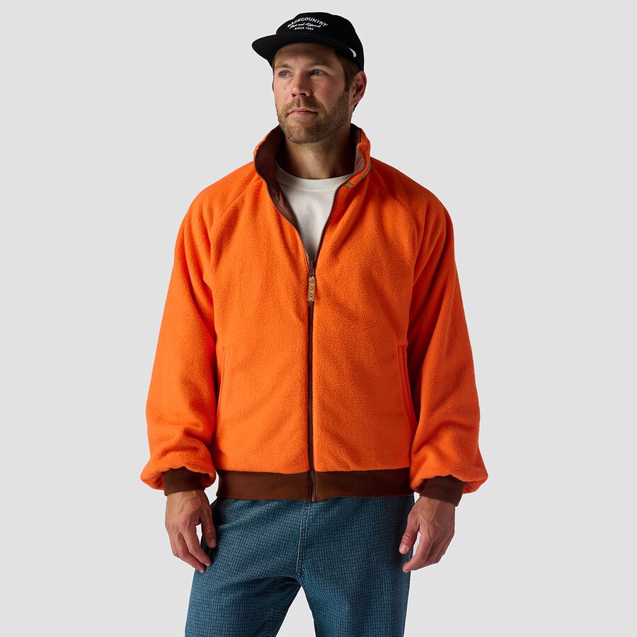 Stoic Reversible Polar Fleece Full Zip - Men's Vermillion Orange/Downtown Brown