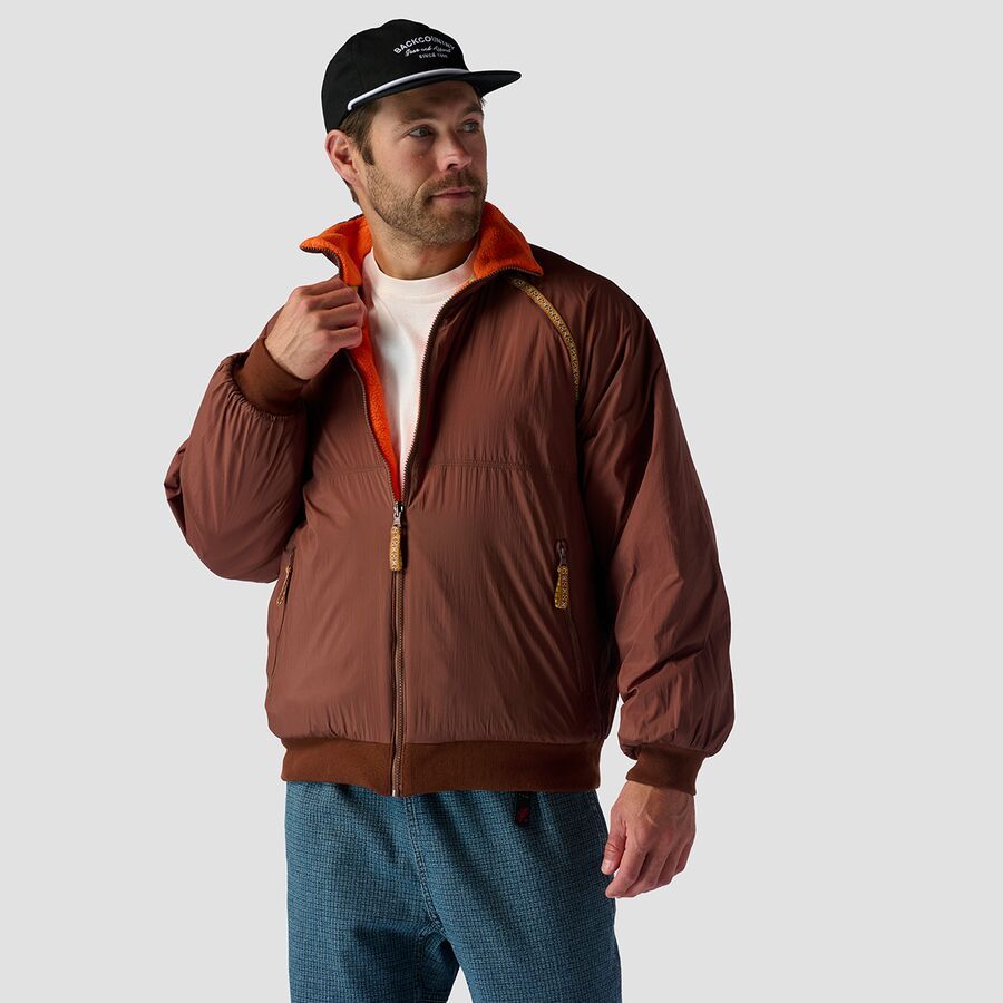 Stoic Reversible Polar Fleece Full Zip - Men's Vermillion Orange/Downtown Brown