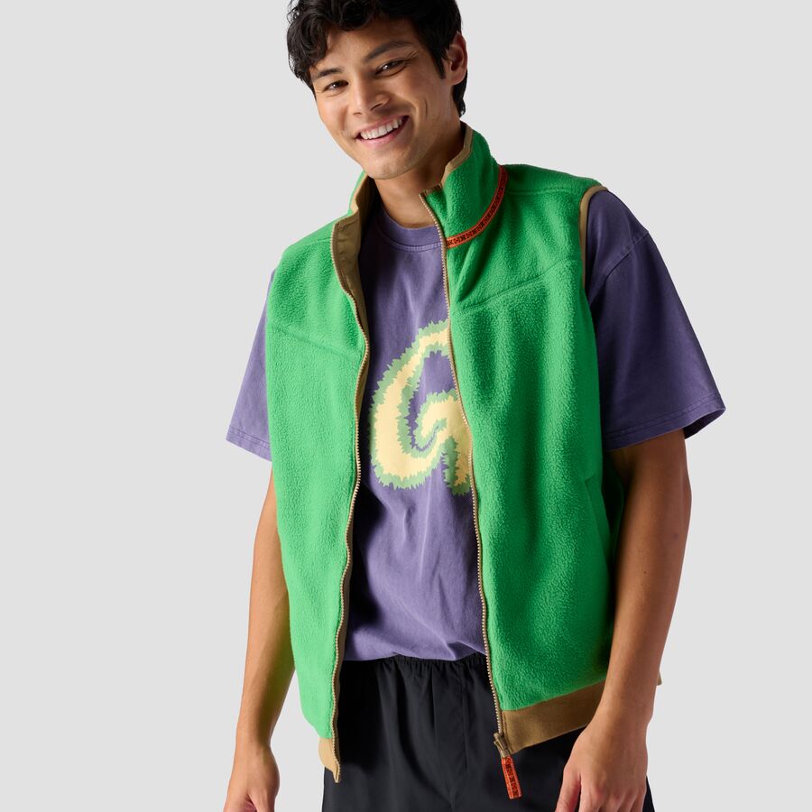 Stoic Reversible Polar Fleece Vest - Men's Green Bee/Kelp