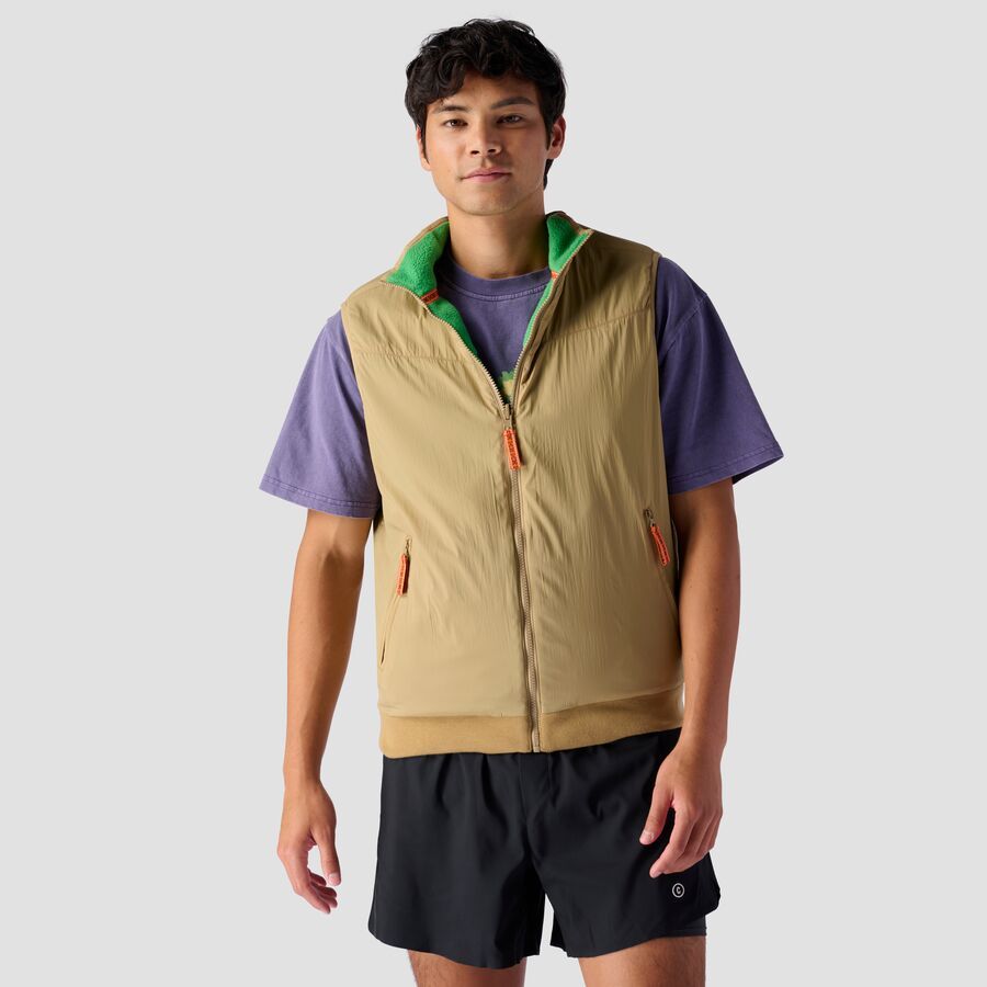 Stoic Reversible Polar Fleece Vest - Men's Green Bee/Kelp