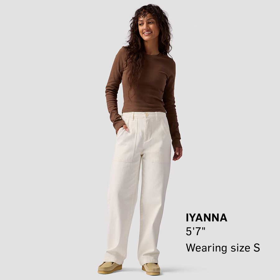 Stoic Ribbed Long-Sleeve Tiny Top - Women's Potting Soil