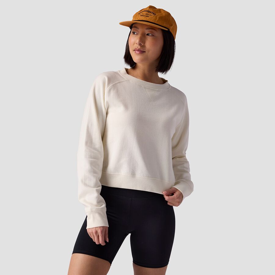 Stoic Vintage Gym Cropped Crew Sweatshirt - Women's Egret