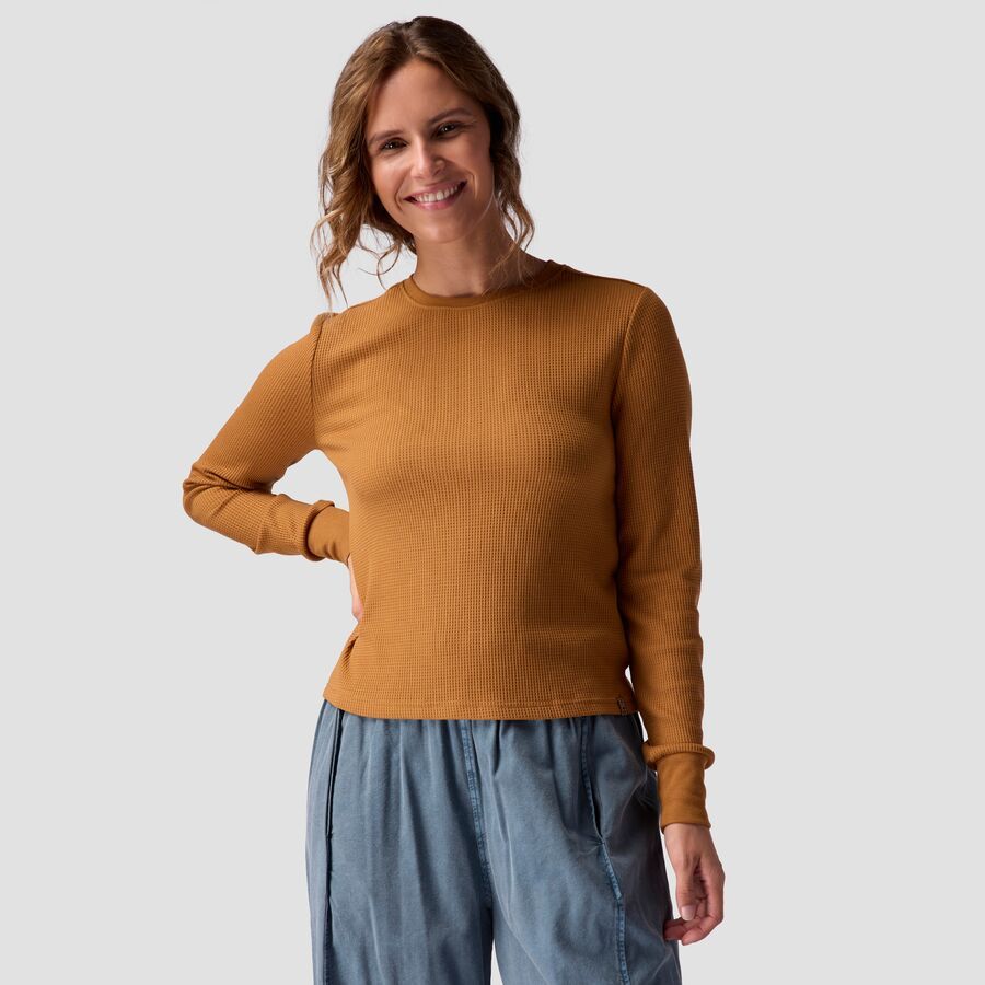 Stoic Wicking Waffle Long-Sleeve Crewneck - Women's Brown Sugar