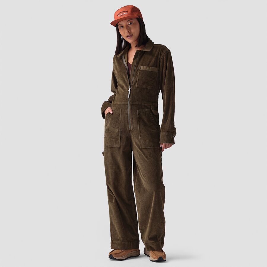 Stoic Wide Leg Corduroy Jumpsuit - Women's Dark Olive