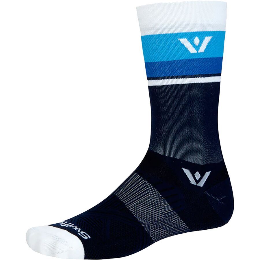 Swiftwick Aspire Crew Sock Navy White Stripe