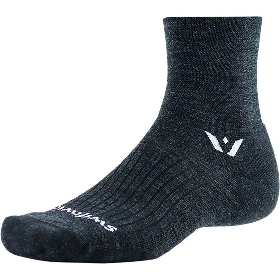 Swiftwick Pursuit Quarter Crew High Sock Coal