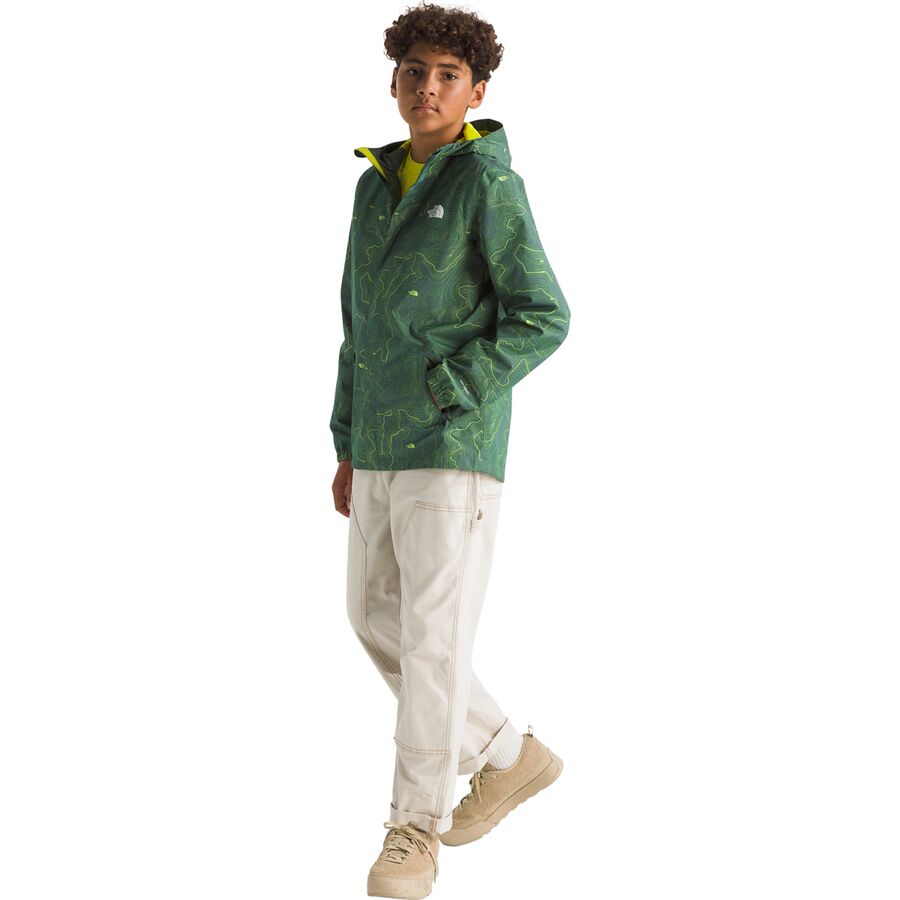 The North Face Antora Rain Jacket - Boys' Duck Green TNF Topo Print