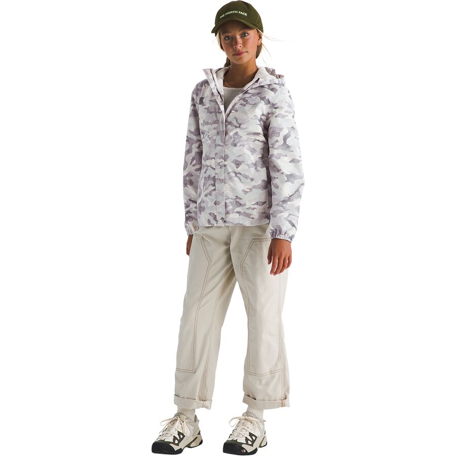 The North Face Antora Rain Jacket - Girls' Moonstone Grey TNF Camo Small Print
