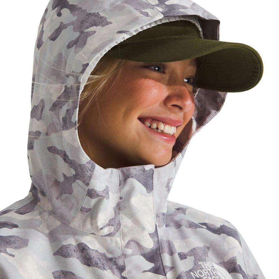 The North Face Antora Rain Jacket - Girls' Moonstone Grey TNF Camo Small Print