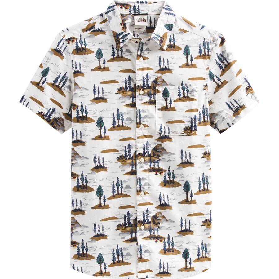 The North Face Short Sleeve Baytrail Pattern Shirt - Men's Gardenia White Camping Scenic Print