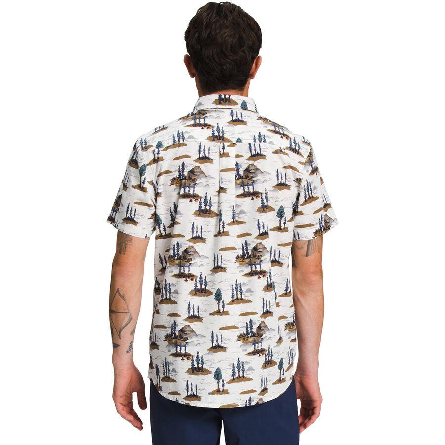 The North Face Short Sleeve Baytrail Pattern Shirt - Men's Gardenia White Camping Scenic Print