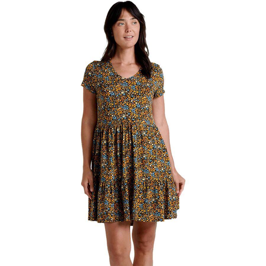 Toad&Co Marley Tiered Short-Sleeve Dress - Women's Black Ditsy Print