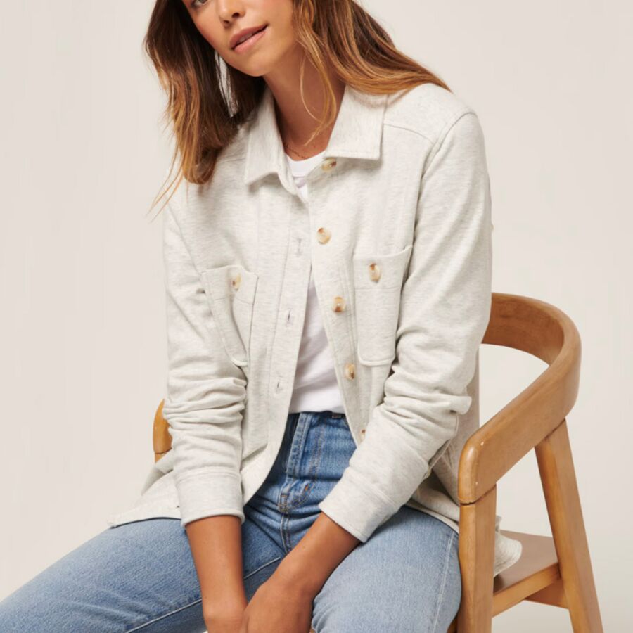 TravisMathew Cloud Shacket - Women's Heather Light Grey