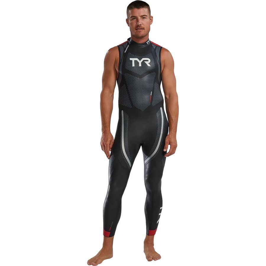 TYR Hurricane Cat 5 Sleeveless Wetsuit - Men's Silver/Red