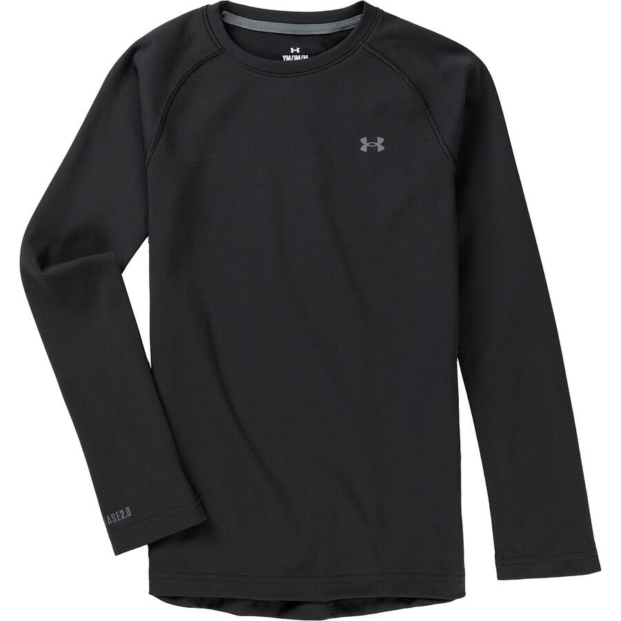 Under Armour Packaged Base 2.0 Crew Shirt - Boys' Black/Pitch Gray