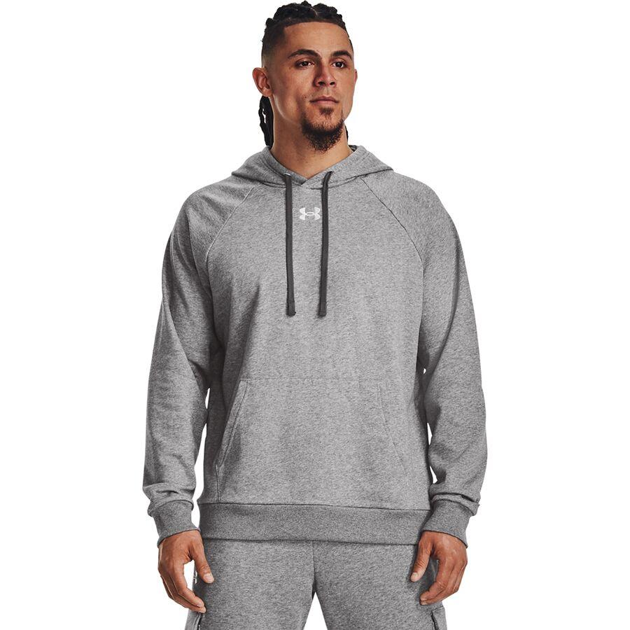 Under Armour Rival Fleece Hoodie - Men's Castlerock Light Heather/White