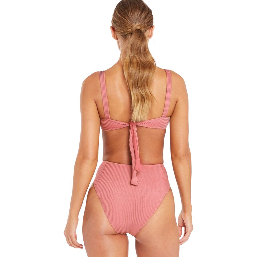 Vitamin A Sienna High Waist Cheeky Cut Bikini Bottom - Women's Pink Sands Shimmer Rib