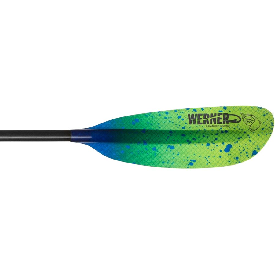 Werner Camano Hooked Fiberglass 2-Piece Paddle - Straight Shaft Catch Lime