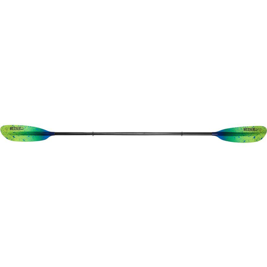 Werner Camano Hooked Fiberglass 2-Piece Paddle - Straight Shaft Catch Lime
