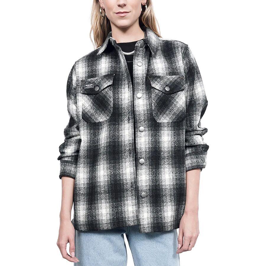 Wildfang The Essential Flannel Fleece Lined Shacket Black/White