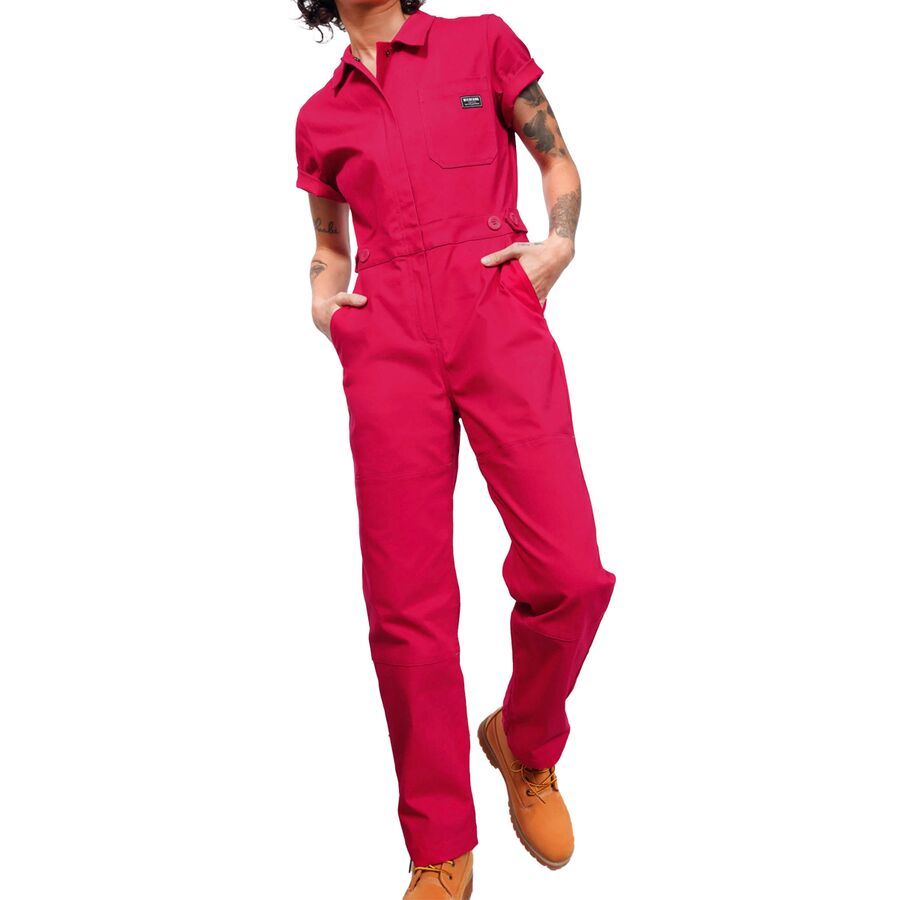 Wildfang The Essential Short-Sleeve High Waisted Coverall Berry