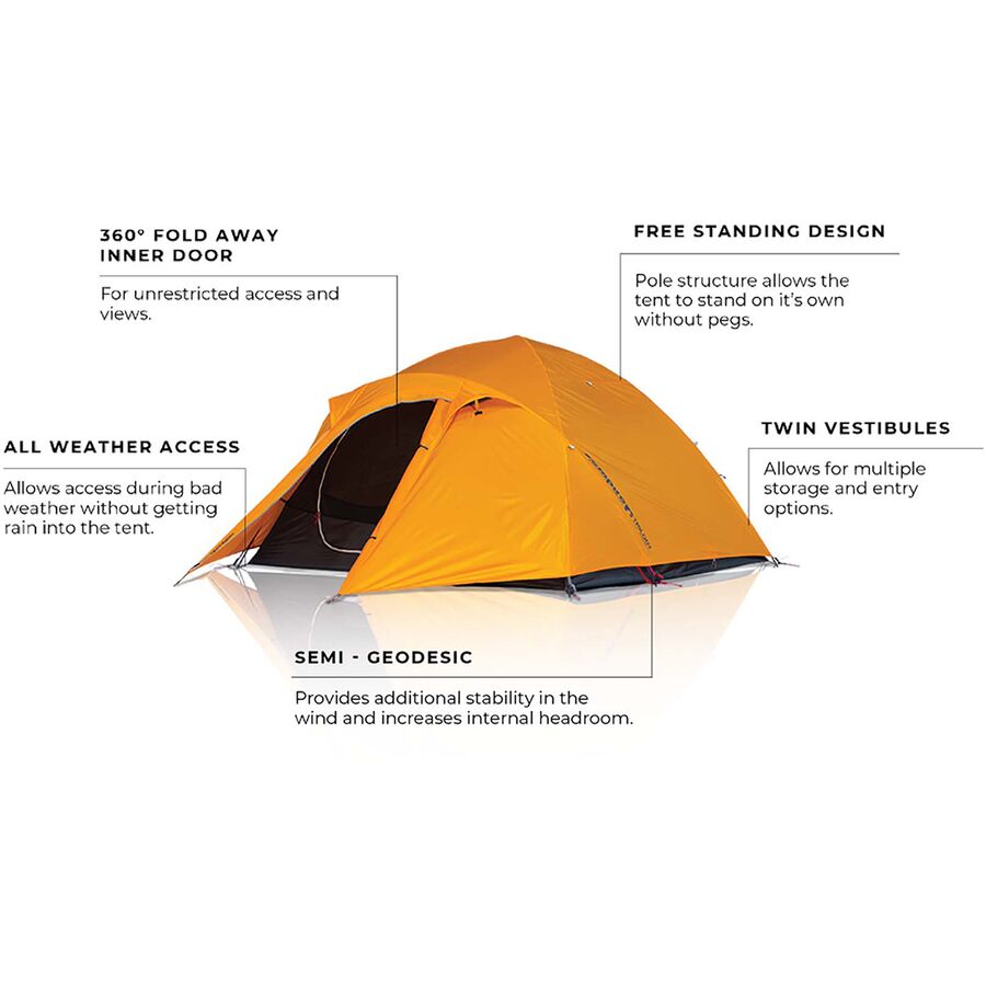 Zempire Trilogy Tent: 3-Person 3-Season Orange